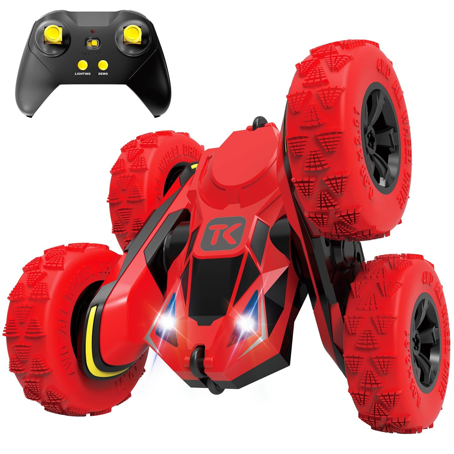 Threeking RC Stunt Cars Remote Control Car Double-Sided Driving 360-degree Flips Rotating Car Toy, Green Nirvana Guru