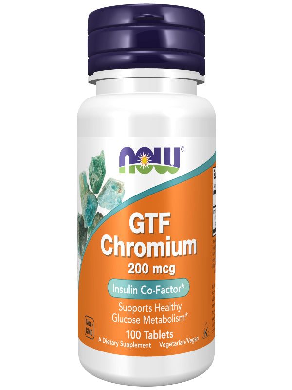 NOW Foods Supplements, GTF (Glucose Tolerance Factor) Chromium 200 mcg, Insulin Co-Factor*, 250 Tablets - Nirvana Guru