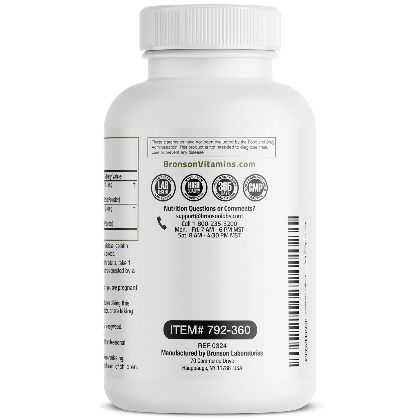 Bronson Milk Thistle Silymarin Marianum & Dandelion Root Liver Health Support, Antioxidant Support, Detox, 120 Capsules