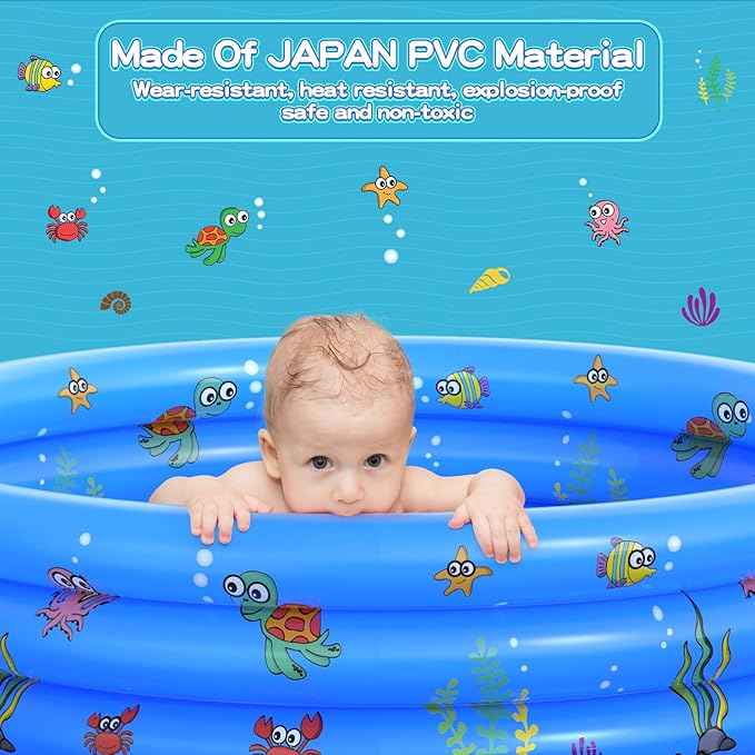 Garden Round Inflatable Baby Swimming Pool, Portable Inflatable Child/Children Little Pump Pool,Kiddie Paddling Pool Indoor&Outdoor Toddler Water Game Play Center for Kids/Girl/Boy nirvanaguru