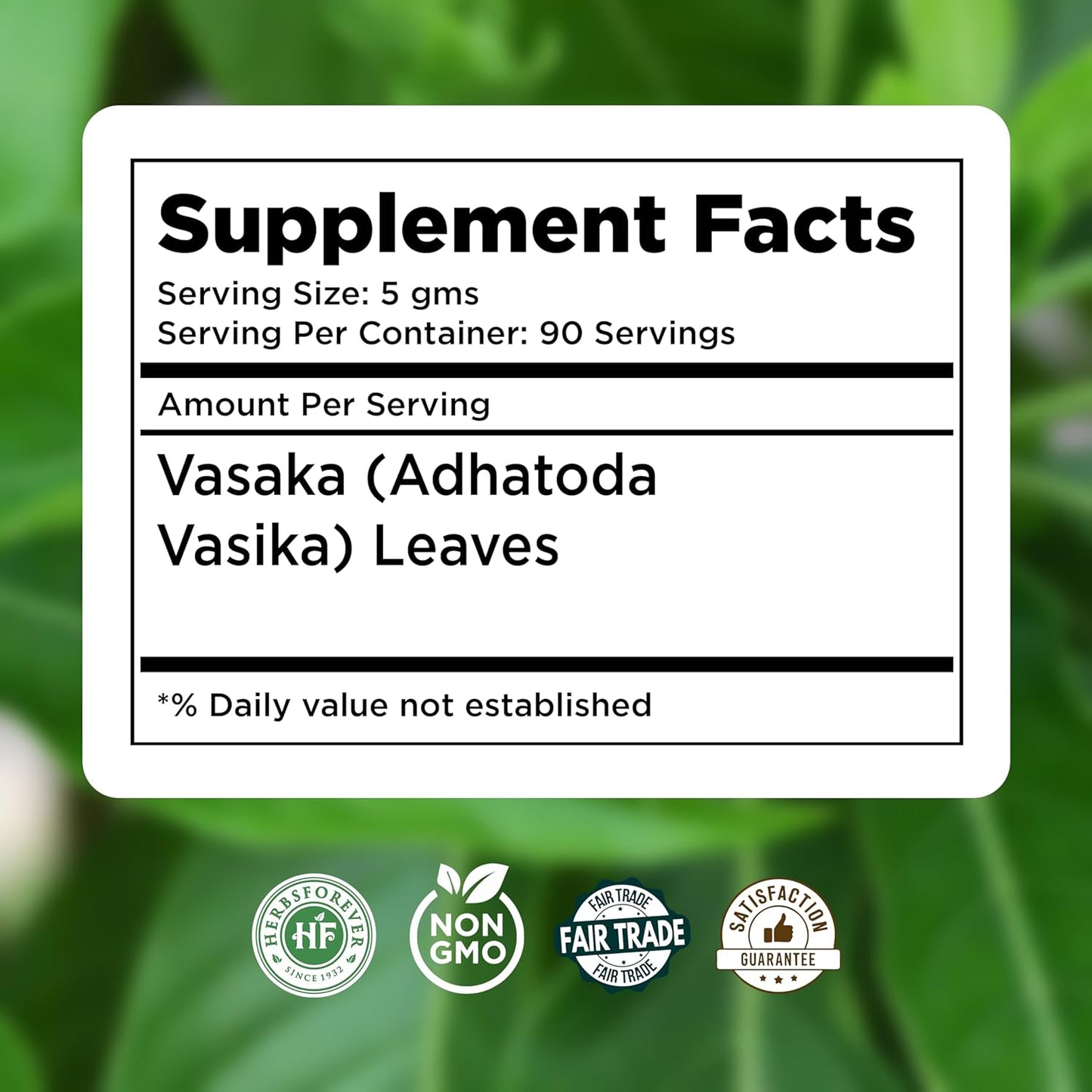 Vasaka Powder | Justicia Adhatoda | Supports Respiratory Health & Wellness | Herbal Supplement | Non-GMO, Vegan | 454g (1 lb) | Traditional Ayurveda Nirvana Guru