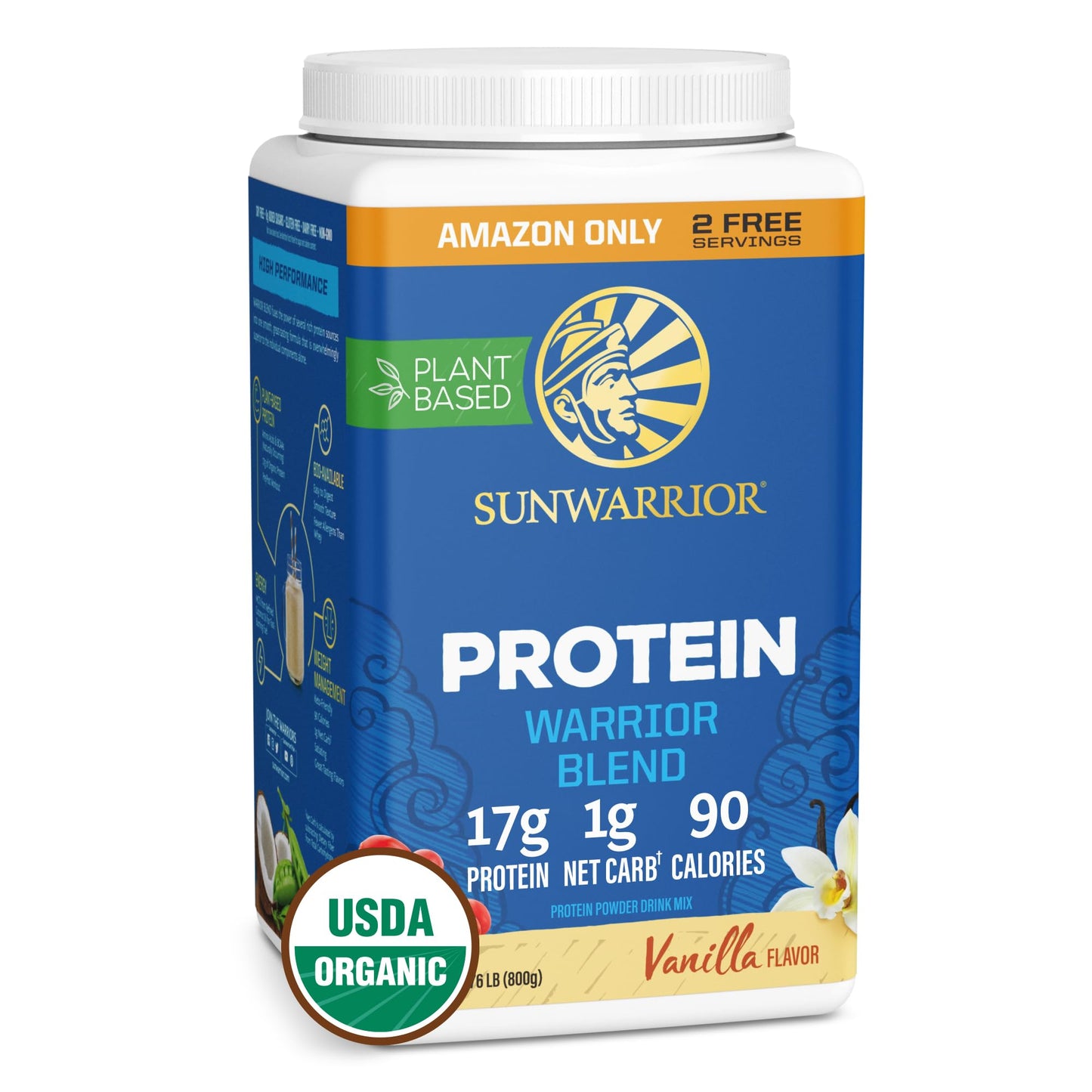 Organic Plant Based Protein Powder | Vegan Organic Protein Powder Vanilla Flavored with BCAA Amino Acids & Hemp Seed Pea Blend | Non-GMO Soy Dairy Filler & Gluten Free (Vanilla, 32 Servings) - Nirvana Guru
