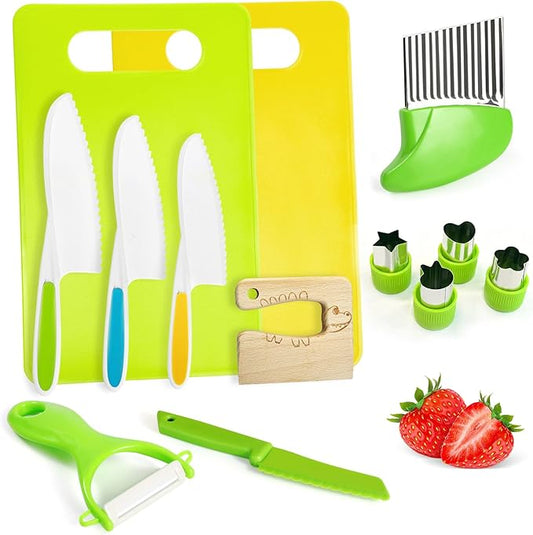 Chanking 13 Pieces Kids Safe Knife Set for Real Cooking Child-Friendly Plastic Chef Tools Montessori Kitchen Toys for Toddlers with Bright Colors Gifts for Boys and Girls nirvanaguru