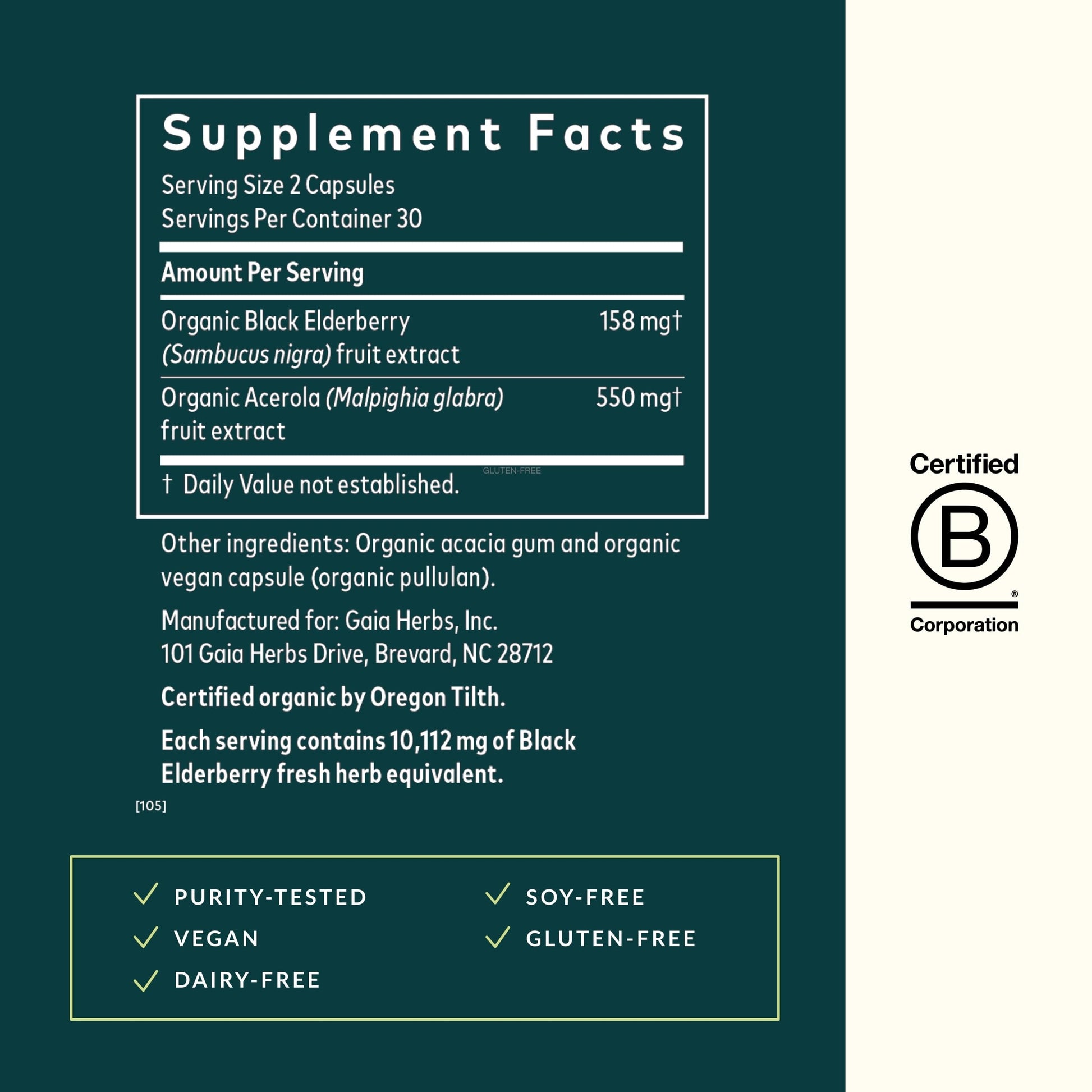 Gaia Herbs Black Elderberry - Daily Immune Support Supplement to Help Maintain Well-Being- with Black Elderberries and Acerola Fruit for Antioxidant Support - 120 Vegan Capsules (60-Day Supply) - Nirvana Guru