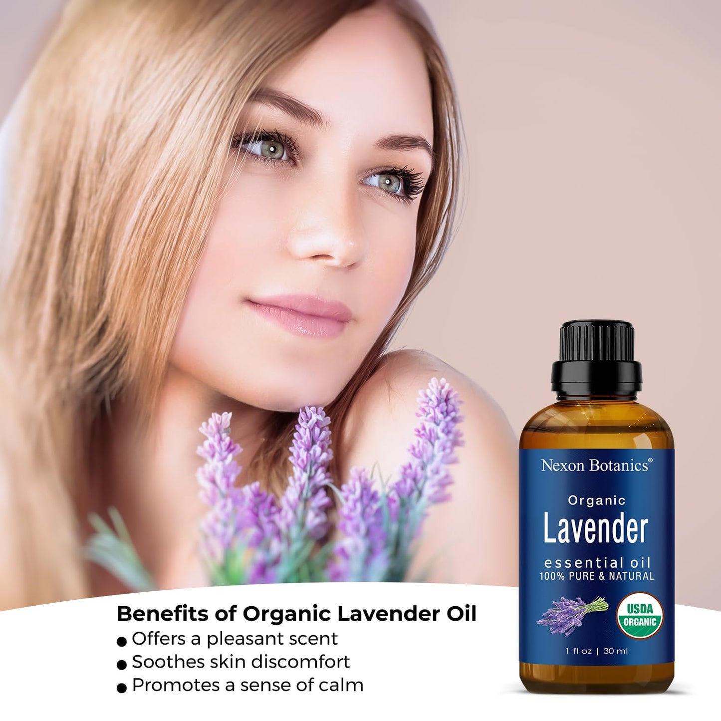 Organic Lavender Essential Oil 30 ml - Pure Natural Oils for Diffuser, Aromatherapy, Skin & Hair Care - Aceite De Lavanda Orgánico - Nexon Botanics - Nirvana Guru