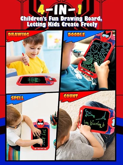 LCD Writing Tablet for Kids 10 Inch Spider Hero for Toddler 2 3 4 5 6 - Paint, Doodle Board, Drawing Pad - Travel Toys, Road Trip Car Activities, Birthday Christmas Gift Boys & Man nirvanaguru
