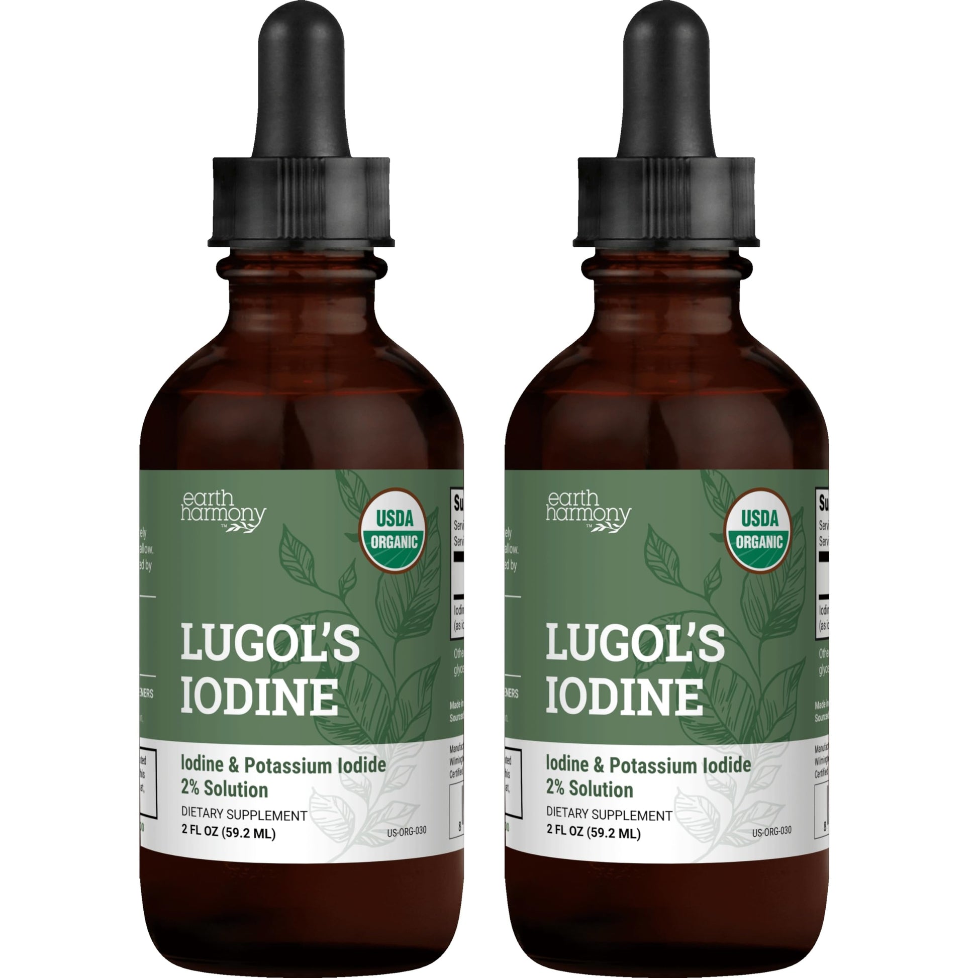 Organic Lugol's Iodine, Iodine and Potassium Iodide 2% Solution 3000 mcg - Liquid Supplement Drops for Thyroid Support for Women & Men, Metabolism Health, Detox Boost - Non-GMO, 395 Servings (2 Oz) Nirvana Guru