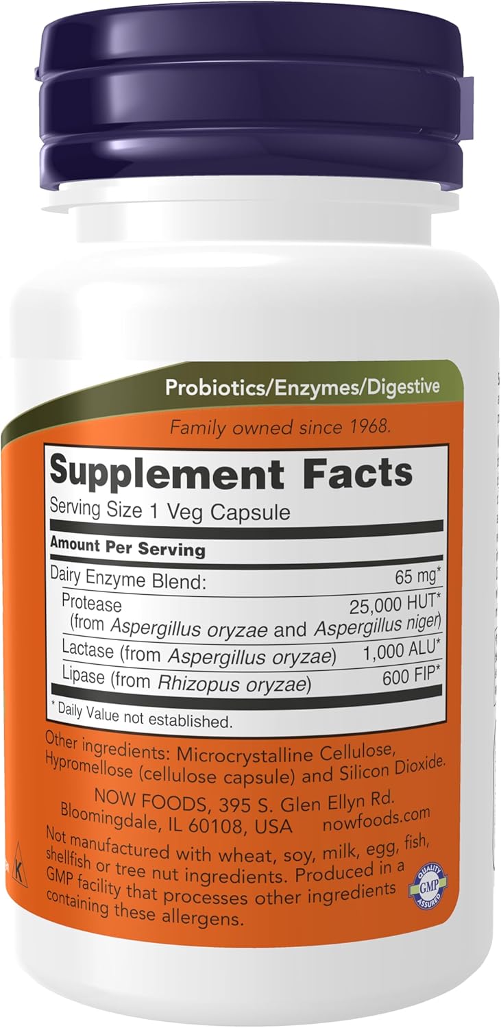 NOW Foods Supplements, Dairy Digest Complete, Digests Lactose, Dairy Proteins and Fats*, Dairy Tolerance Enzymes*, 90 Veg Capsules - Nirvana Guru