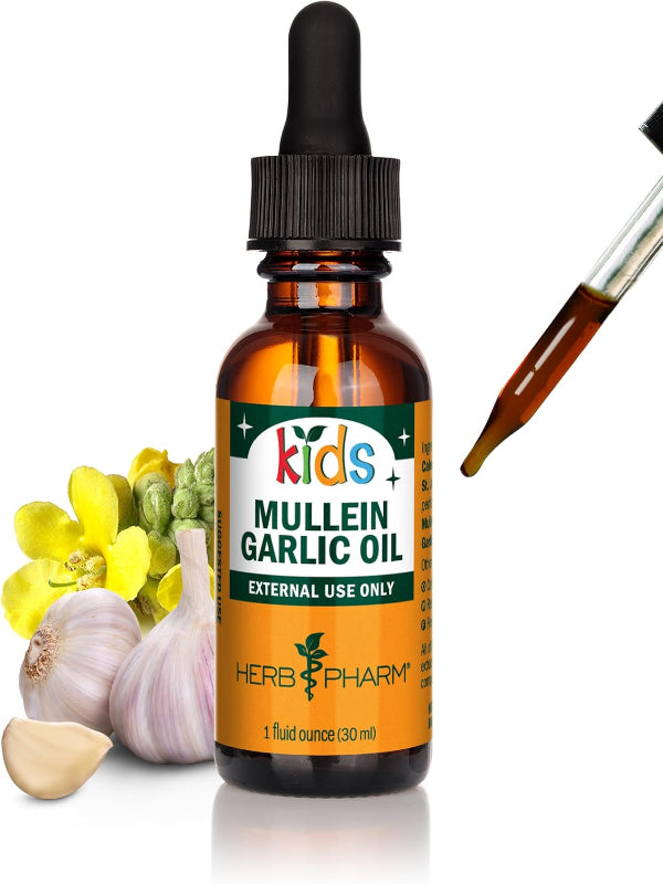 Herb Pharm Kids Mullein and Garlic Oil, Calendula, Garlic, Mullein, St. John's Wort, Olive Oil, 1 Fl Oz (Pack of 1) - Nirvana Guru