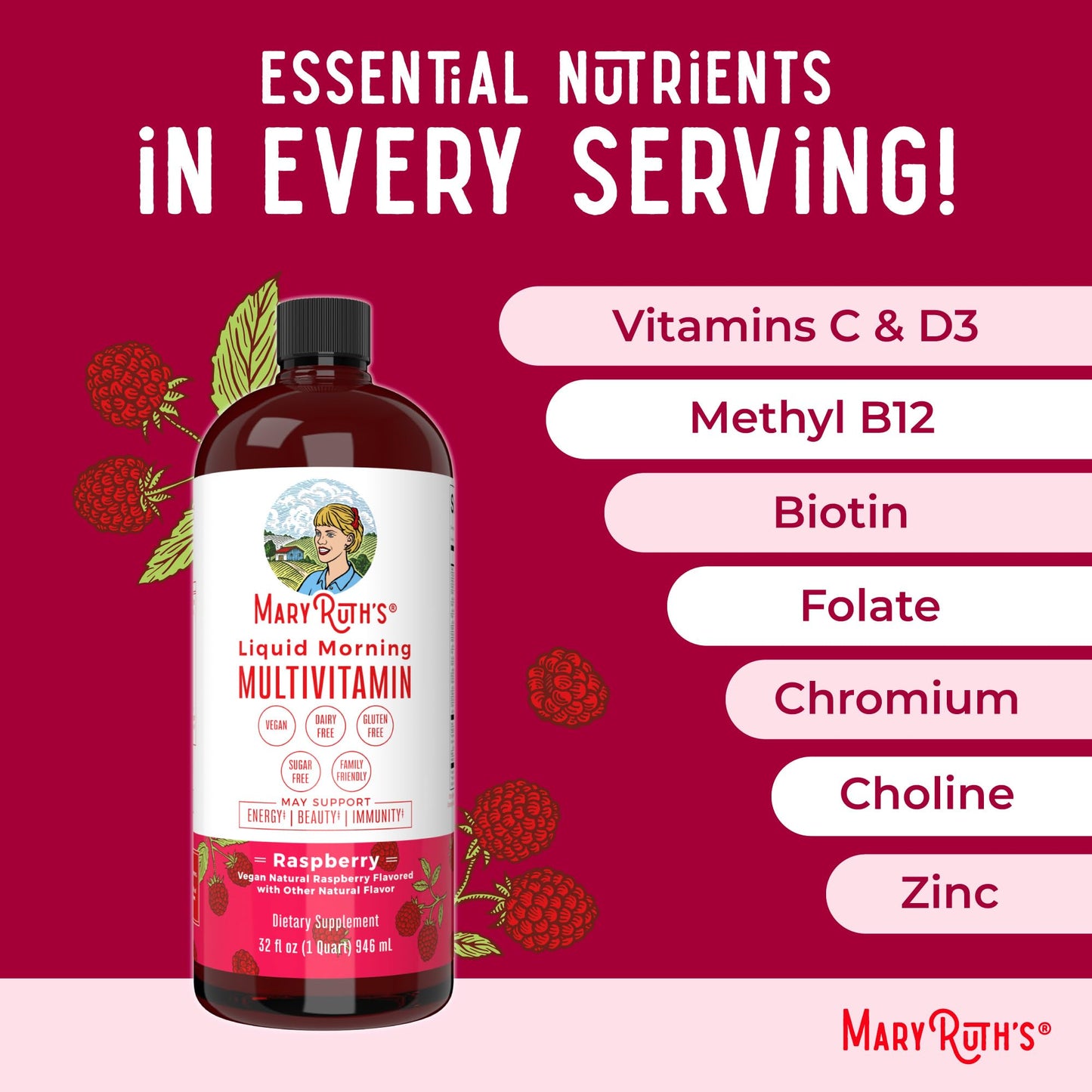 Multivitamin for Women, Men & Kids by MaryRuth's | Liquid Morning Multivitamin | Mens, Womens Vitamins | Vitamin A C D E B6 B12 Biotin Zinc | Beauty | Vegan | Non-GMO | Gluten Free | 15 Servings - Nirvana Guru