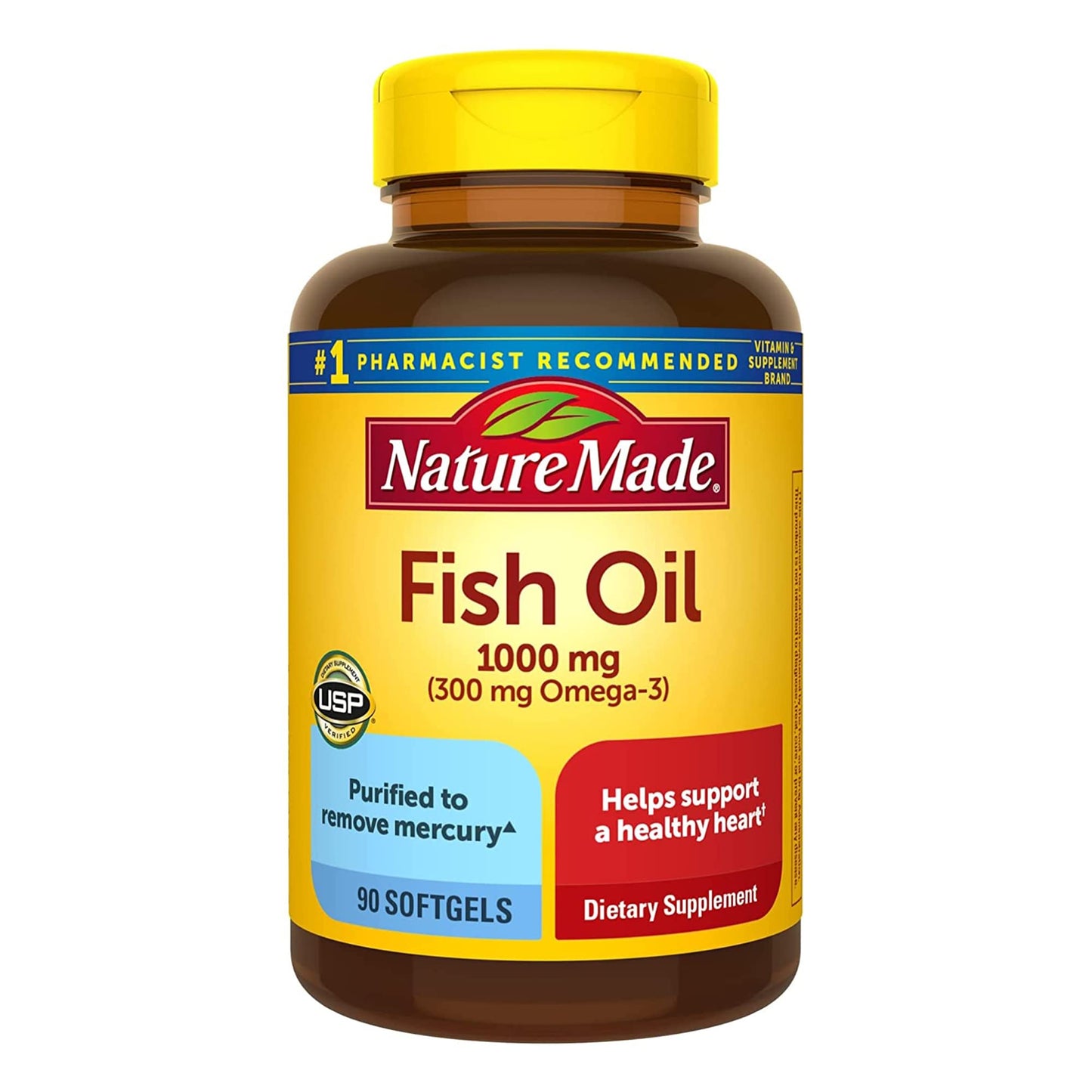 Nature Made Fish Oil Omega 3 Supplements, 1000mg Softgels, Omega 3 Fish Oil for Healthy Heart Support, 250 Softgels, 125 Day Supply - Nirvana Guru