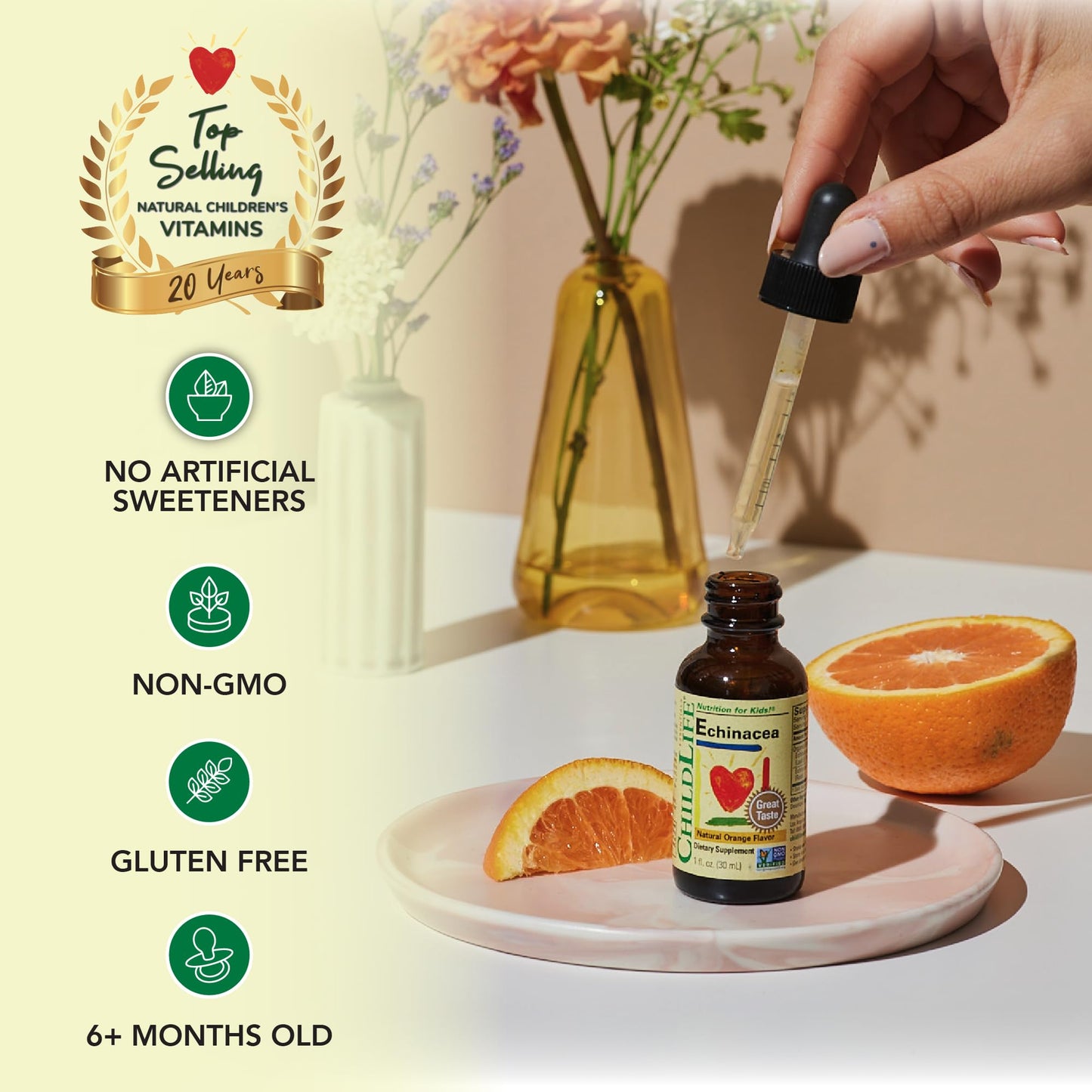 CHILDLIFE ESSENTIALS Echinacea for Kids - Kids Echinacea Drops, Liquid Tincture, Alcohol Free Supplement for Babies, Toddlers, Children - Natural Orange, 1 Fl Oz (Pack of 1) - Nirvana Guru