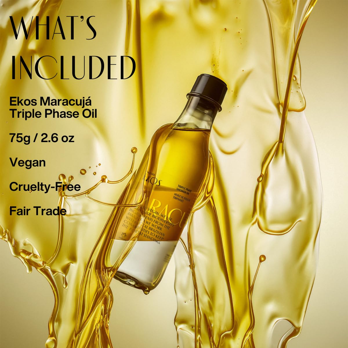 natura - Ekos Maracujá Triple Phase Shower Oil - Calming In-Shower or Bath Oil - Scented - Skin Moisturizer - Vegan Skin Care - Brazilian Beauty Secrets - Self Care - 6.7 fl oz (200ml) - Nirvana Guru