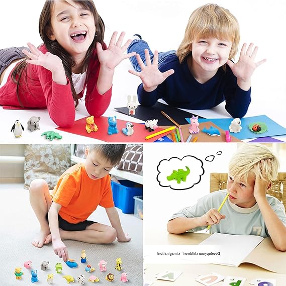 60Pcs Animal Erasers Desk Pets for Kids Animal Pencil Erasers Bulk Puzzle Eraser Toys Gifts for Classroom Prizes,Game Reward,Treasure Box,Easter Egg Fillers,Goodie Bag Stuffers,Party Favors nirvanaguru