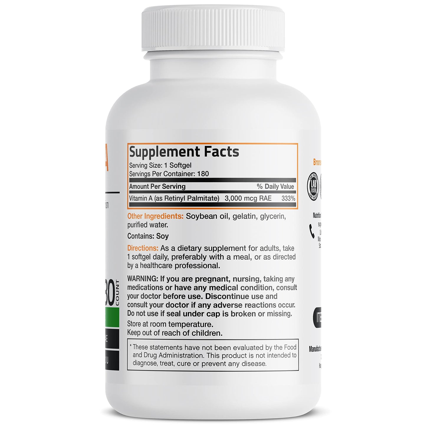 Bronson Vitamin A 10,000 IU Premium Non-GMO Formula Supports Healthy Vision & Immune System and Healthy Growth & Reproduction, 250 Softgels Nirvana Guru