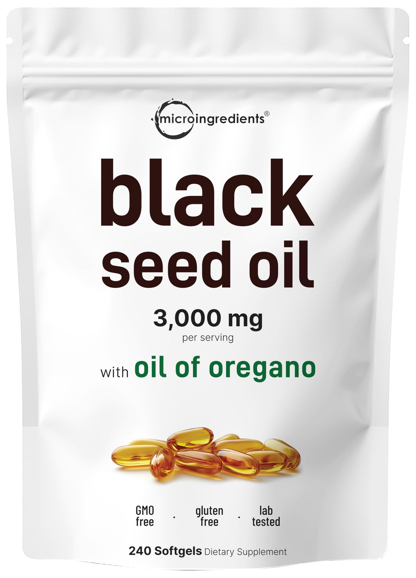 Micro Ingredients Oil of Oregano Softgels, 300 Count | 2 in 1 Formulated with Black Seed Oil, 4X Strength Carvacrol & Thymoquinone | Plant Based, Non-GMO, & Immune Support