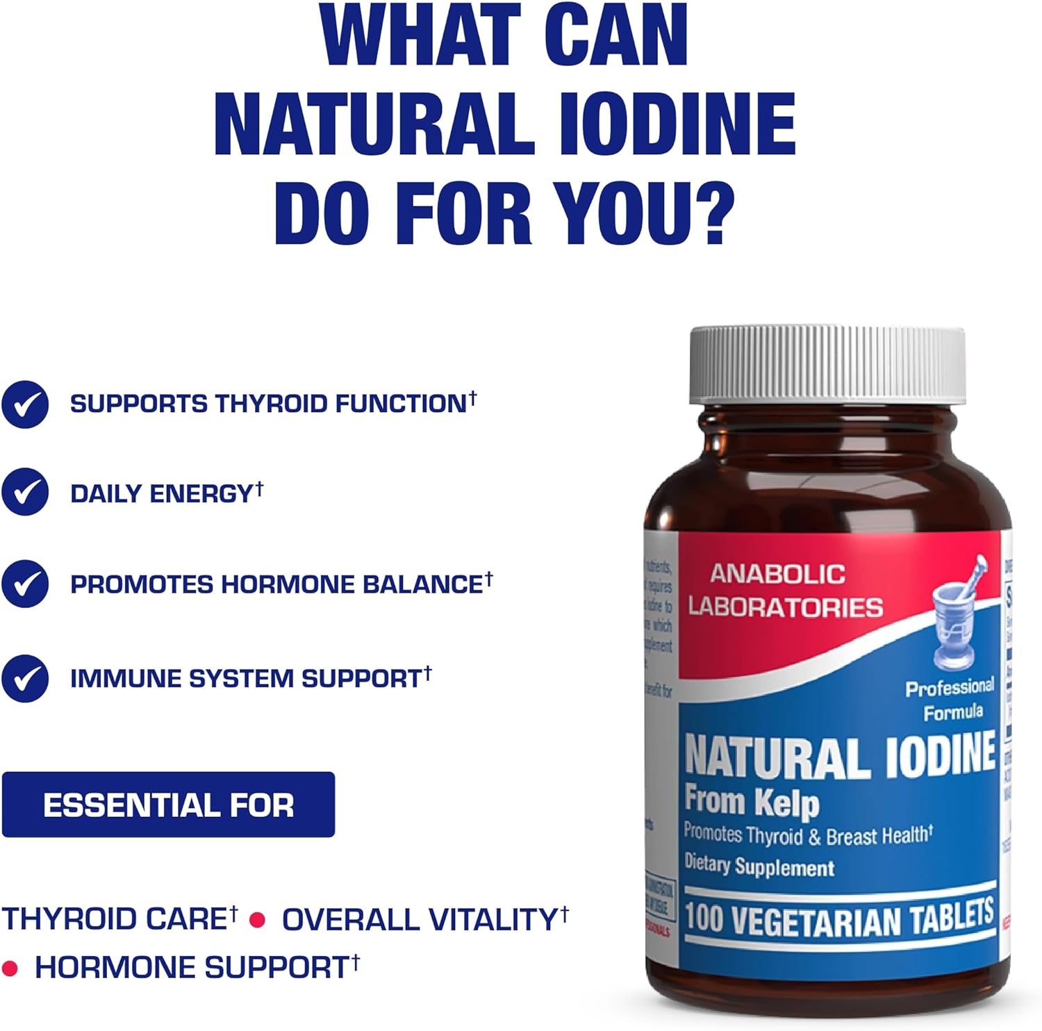 Sea Kelp Iodine Supplement - Clinical Grade Enhanced Iodine Supplement for Women and Men for Energy Metabolism and Thyroid Support - High Absorption Vegetarian Non-GMO Small Tablets (100 Servings) Nirvana Guru