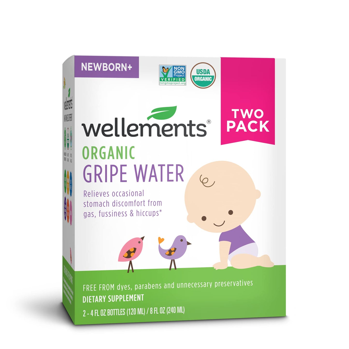 Wellements Organic Gripe Water | Relieves Occasional Stomach Discomfort from Baby Gas, Colic, Hiccups and Fussiness | Certified Organic and Non-GMO | No Artificial Flavors | 4 Fl Oz. | Ages Newborn+ Nirvana Guru