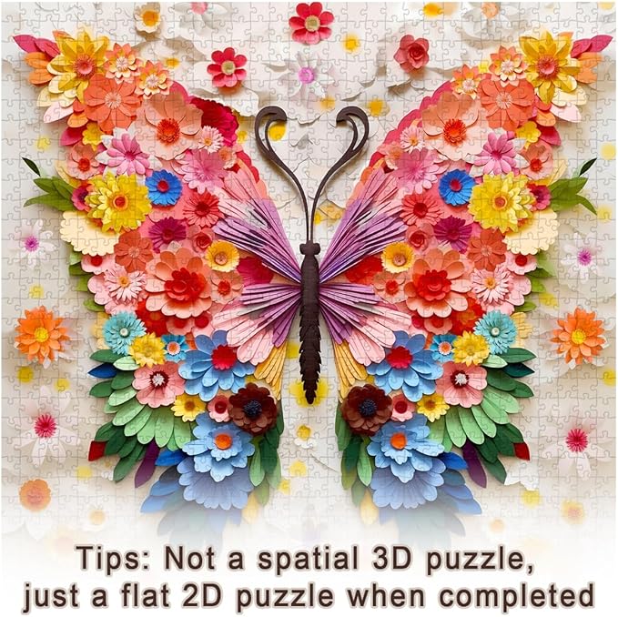 Butterfly Puzzles for Adults 1000 Pieces, Challenging Colorful Flower Butterflies Puzzles with Paper Art, Difficult Animal Plant Jigsaw Puzzles for Adults nirvanaguru