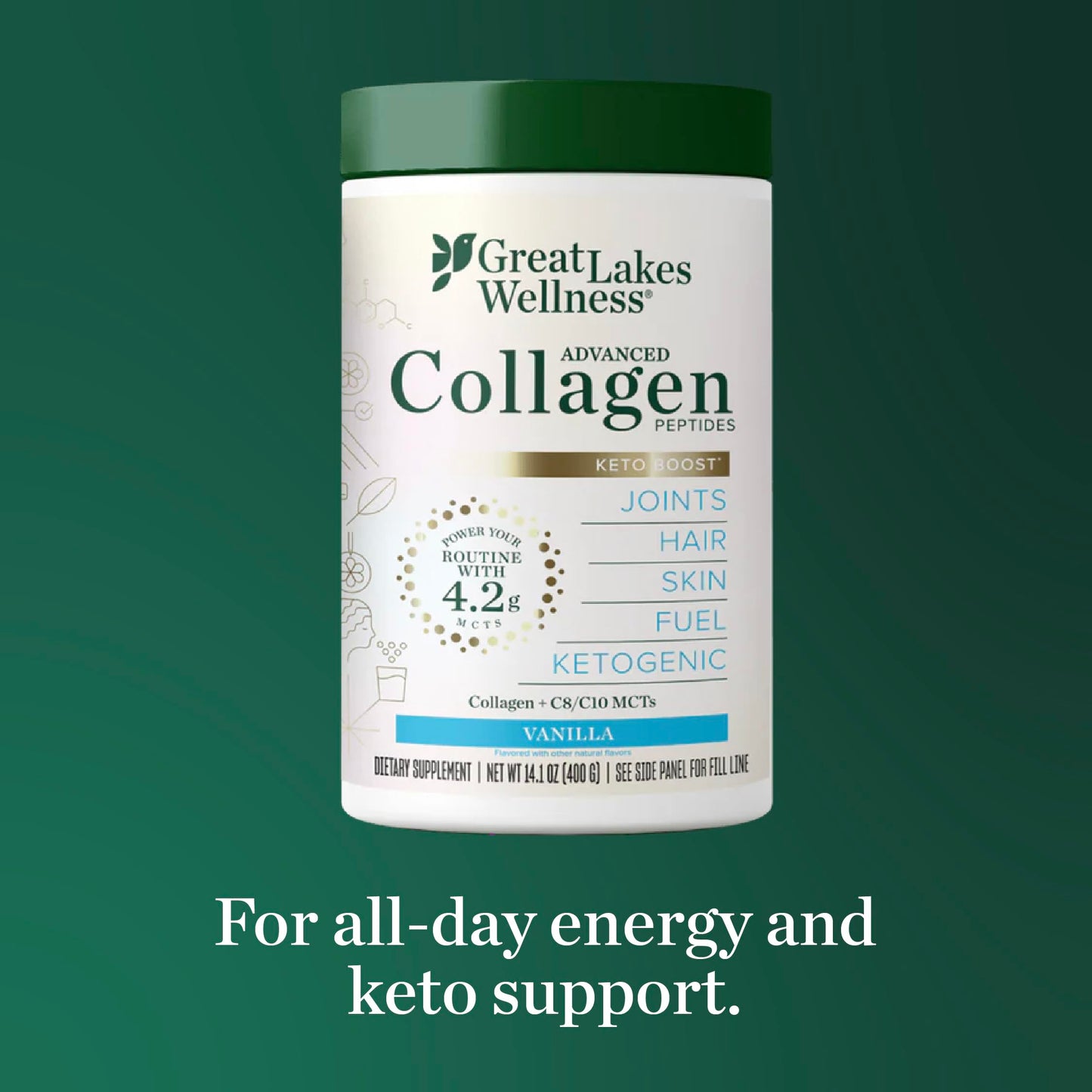 Great Lakes Wellness Collagen Peptides Powder for Skin, Hair, Nails, Joints & Digestion - Unflavored - Quick Dissolve Hydrolyzed, Non-GMO, Keto, Kosher - 16oz