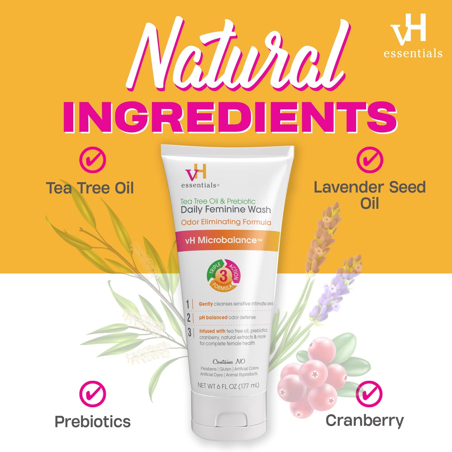 vH essentials, Ph Balanced Daily Feminine Wash, Tea Tree Oil & Prebiotic, 6, Fl Oz, (Pack Of 1) 54306 Clear Nirvana Guru