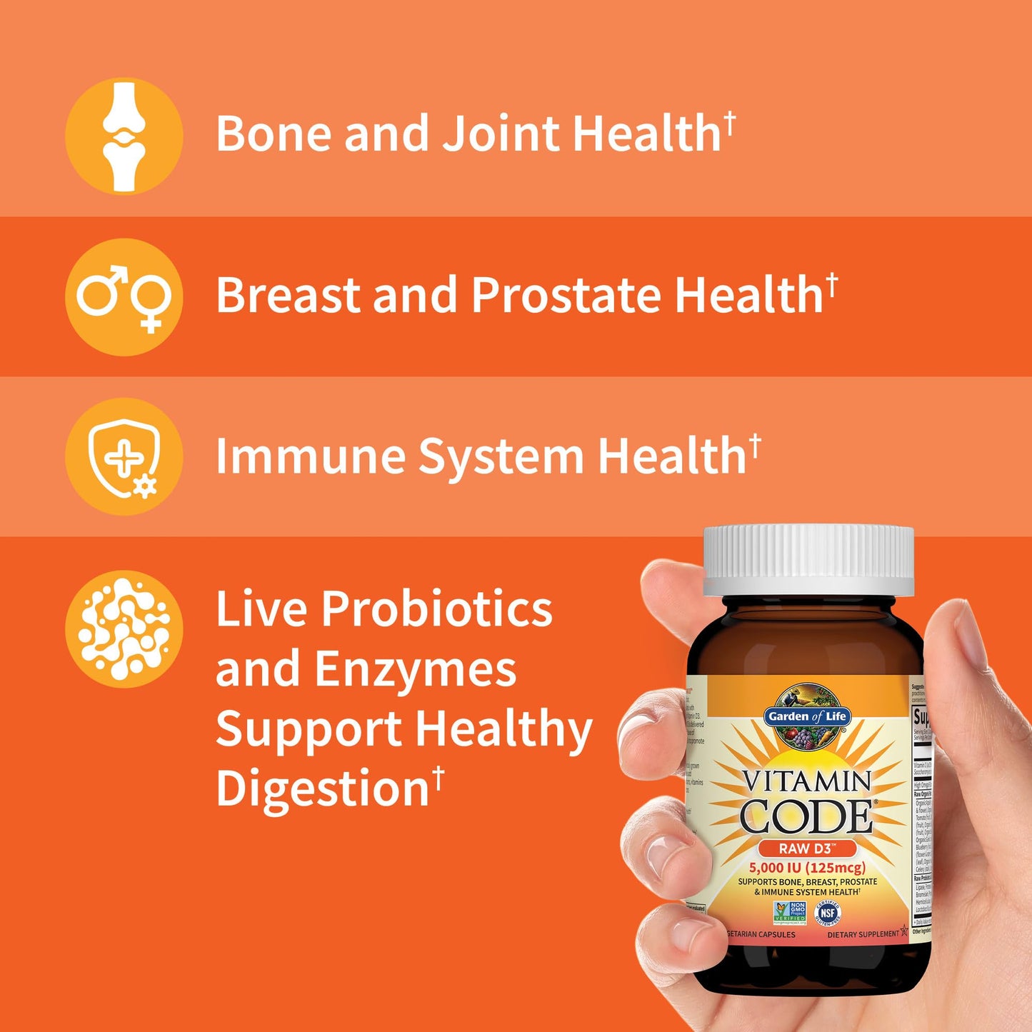 Garden of Life Vitamin D, Vitamin Code Raw D3, Vitamin D 2,000 IU, Raw Whole Food Vitamin D Supplements with Chlorella, Fruit, Veggies & Probiotics for Bone & Immune Health, 60 Vegetarian Capsules - Nirvana Guru