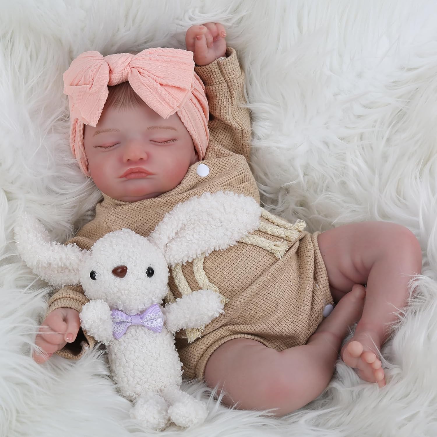 Lifelike Reborn Baby Dolls-20 inch Sleeping Realistic Newborn Baby Dolls, Soft Cloth Body with Feeding Toy for Kids Age 3 + Nirvana Guru