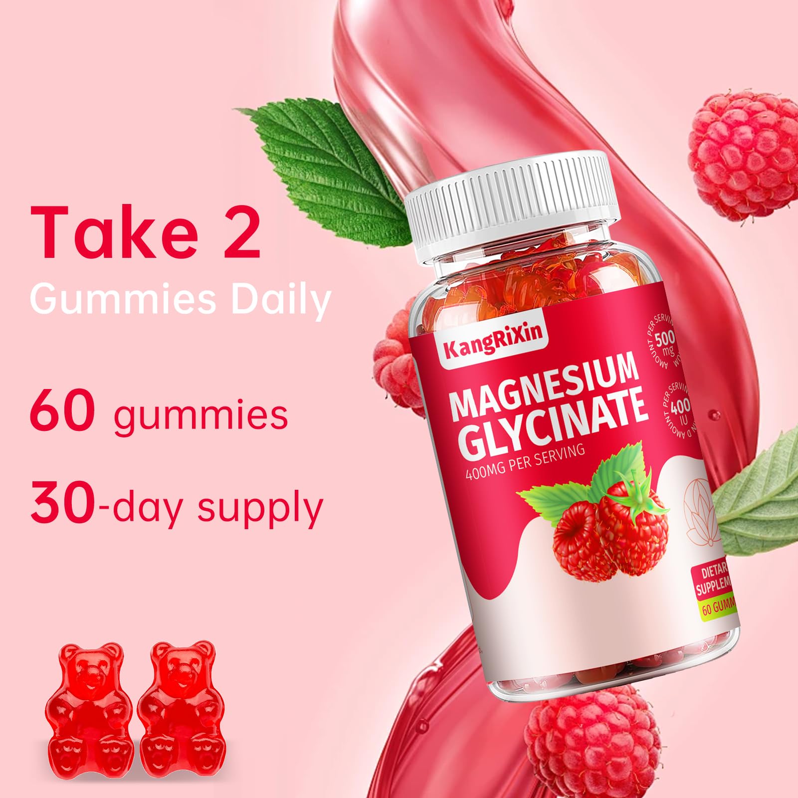 Magnesium Glycinate Gummies - Sugar Free Magnesium Supplements for Adults and Kids, High Absorption Magnesium Gummies Gelatin Free (60 Count (Pack of 1)) Nirvana Guru