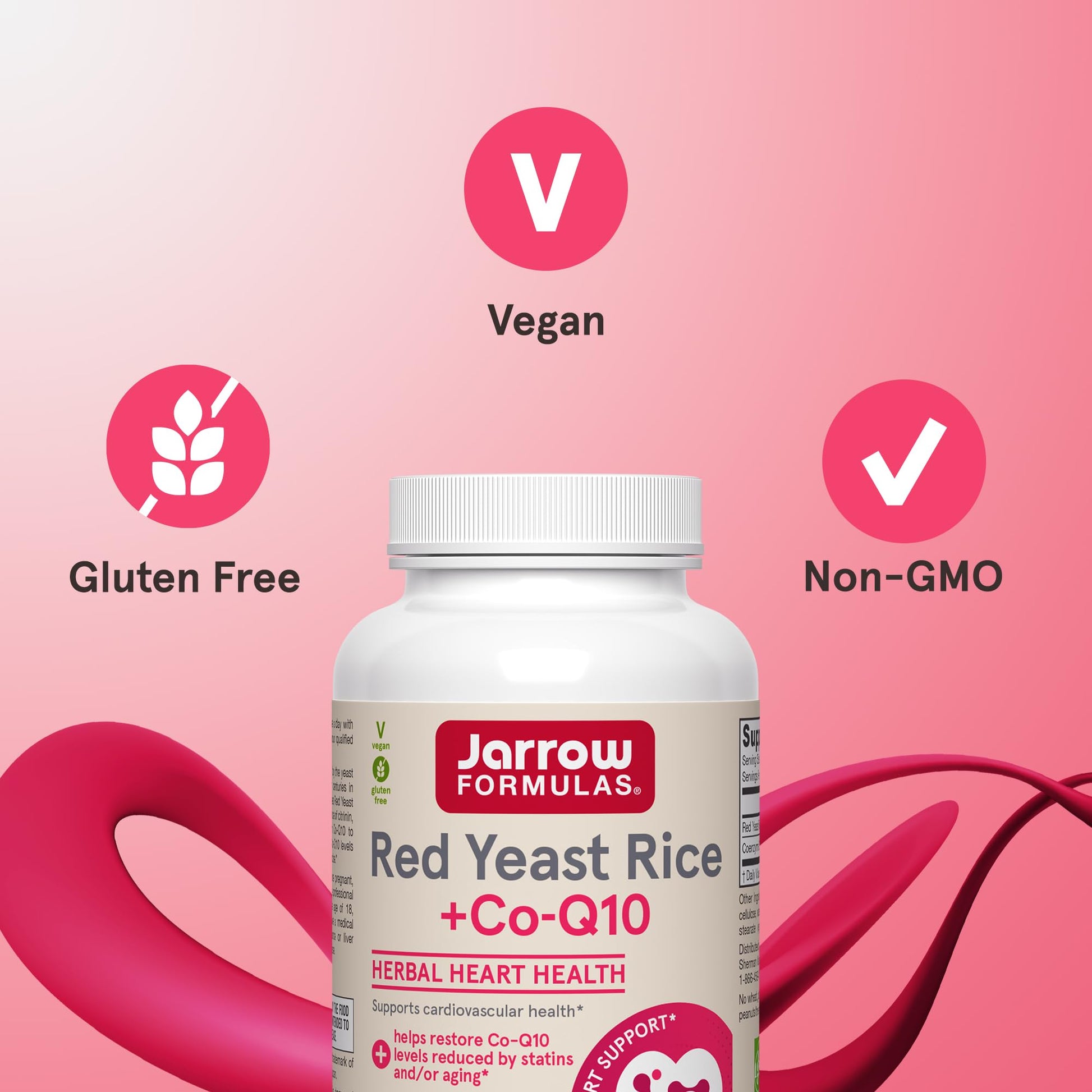 Jarrow Formulas Red Yeast Rice 1200 mg & Co-Q10 100 mg Per Serving - 120 Veggie Caps - 60 Servings - Herbal Heart Health Dietary Supplement - Supports Cardiovascular & Heart Health - Vegan - Nirvana Guru