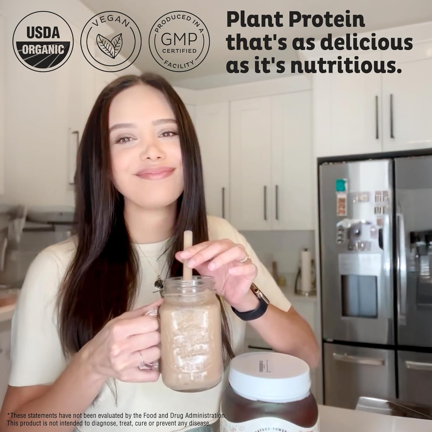 KOS Vegan Protein Powder, Chocolate USDA Organic - Low Carb Pea Protein Blend, Plant Based Superfood with Vitamins & Minerals - Keto, Soy, Gluten Free - Meal Replacement for Women & Men - 10 Servings - Nirvana Guru