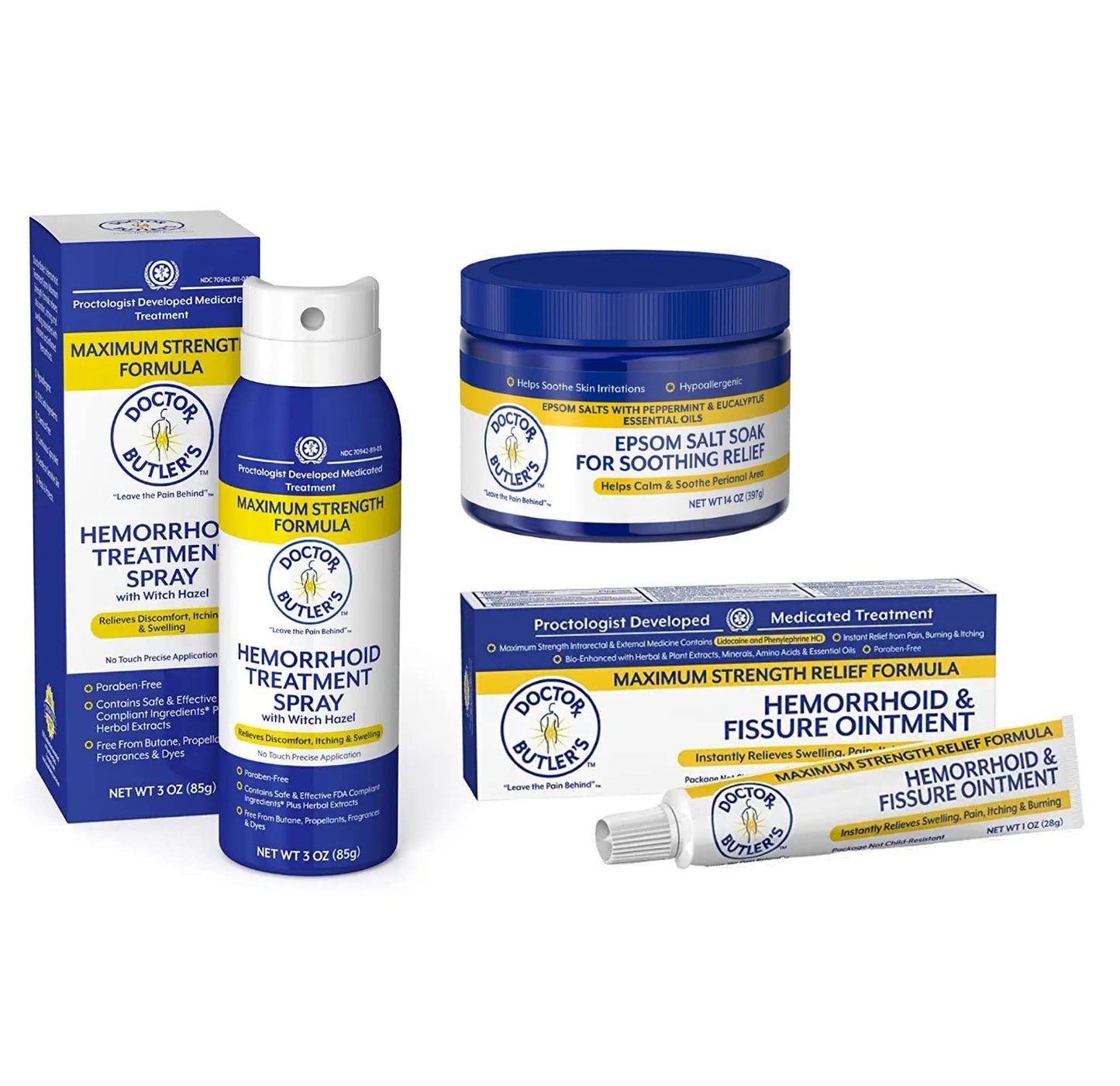 Doctor Butler’s Hemorrhoid & Fissure Ointment – Hemorrhoid Treatment and Hemorrhoid Cream with Lidocaine and Phenylephrine HCI for Fast Acting Relief of Pain, Swelling, Discomfort, and Itching (1 oz.)