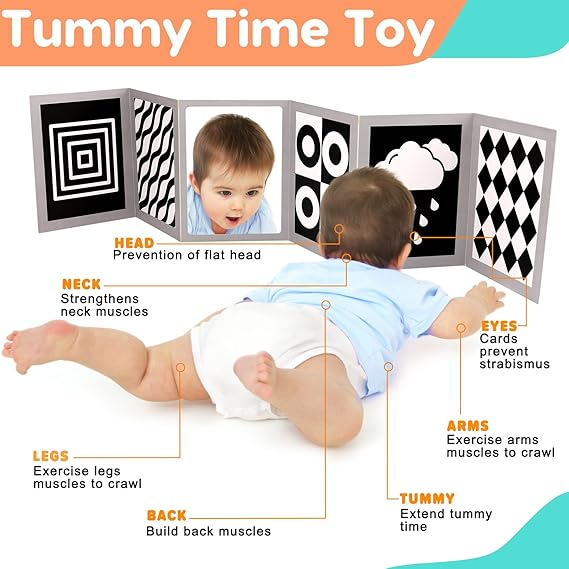 Black and White High Contrast Baby Books Flash Cards Tummy Time Mirror Toys Newborn Toys 0 6 Months Brain Development Infant Stimulating Sensory Toy 0-3 3-6 2 4 5 Months old Baby Boy Girl Shower Gifts nirvanaguru