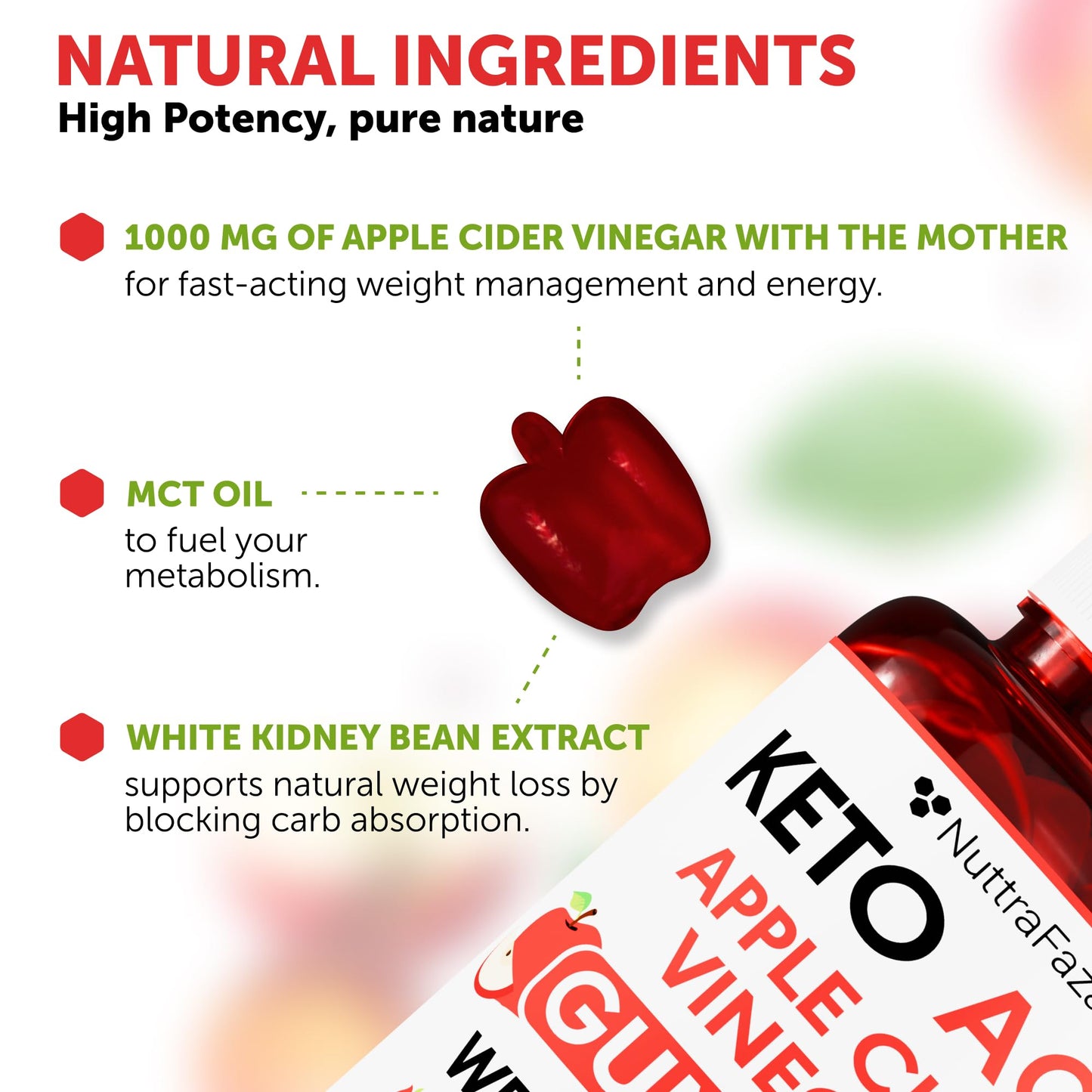 Keto ACV Gummies Advanced Weight Loss - ACV Keto Gummies for Weight Loss for Women and Men - Keto Gummies Supplement - Detox & Cleanse, Digestion - Apple Cider Vinegar - Apple Flavor