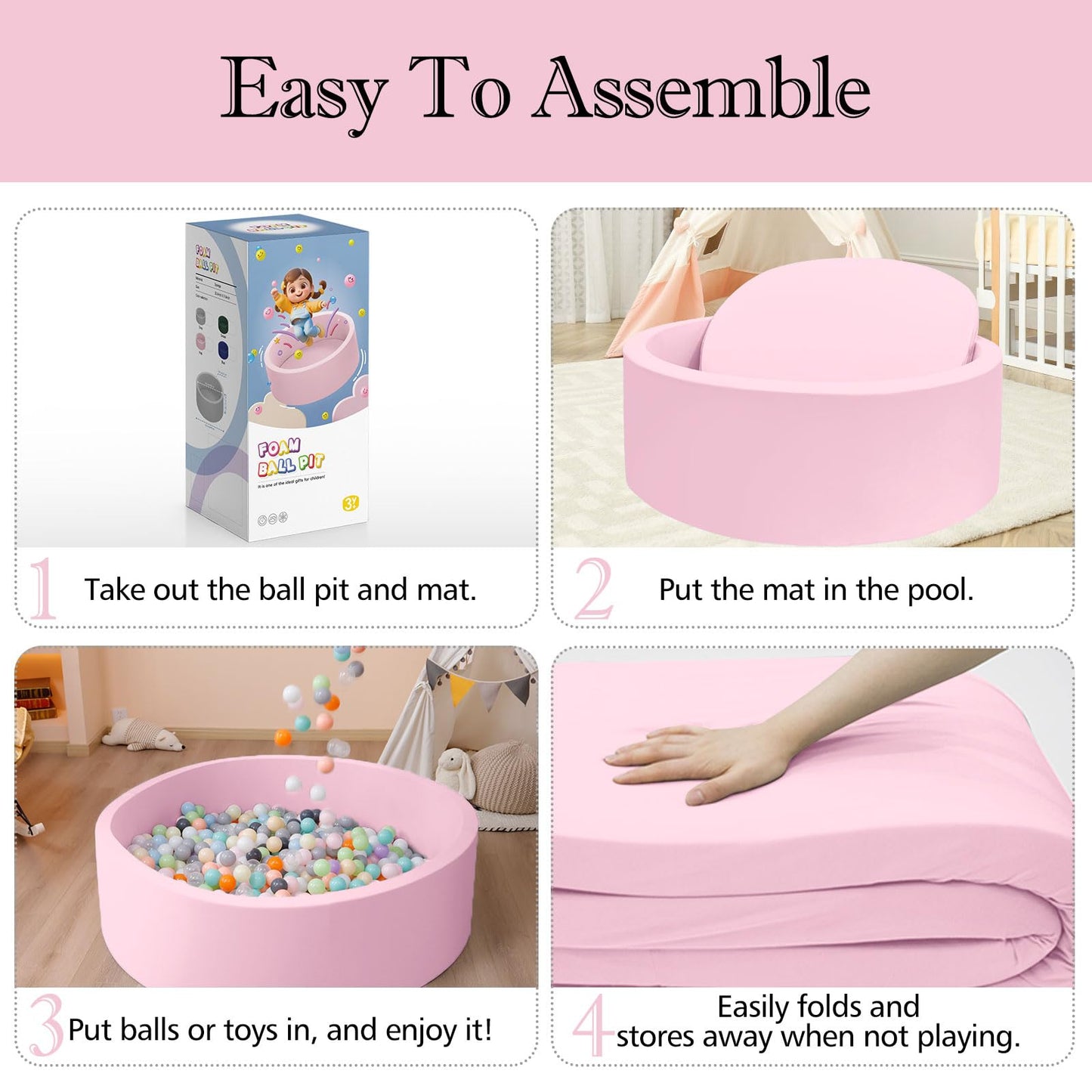 Foam Ball Pit, 35.4"x 11.8" Ball Pits for Toddlers, Soft Round Kiddie Baby Playpen Ball Pool for Kids, Ideal Gift for Babies Indoor and Outdoor Game, Grey, (Balls not Included) Nirvana Guru