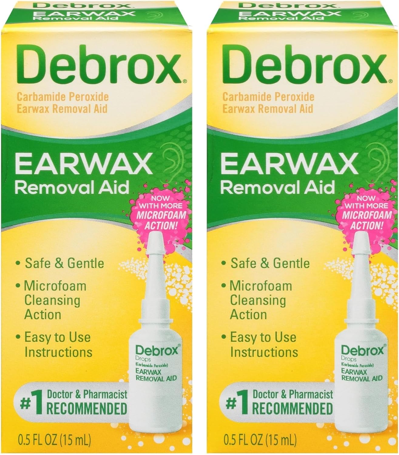Debrox Ear Wax Removal Drops, Gentle Microfoam Ear Wax Remover, 0.5 Fl Oz