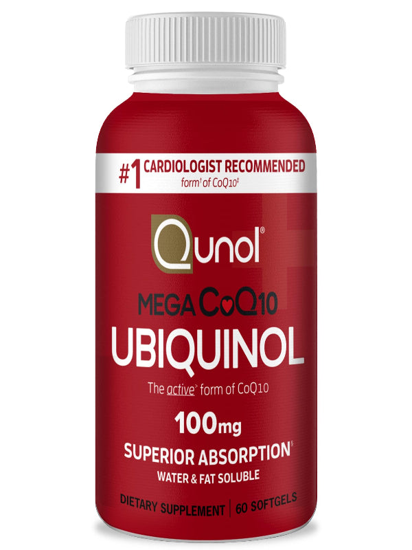 Qunol Mega Ubiquinol 100mg CoQ10, Superior Absorption, Patented Water and Fat Soluble Natural Supplement Form of Coenzyme Q10, Antioxidant for Heart Health, 100 Count Softgels Nirvana Guru