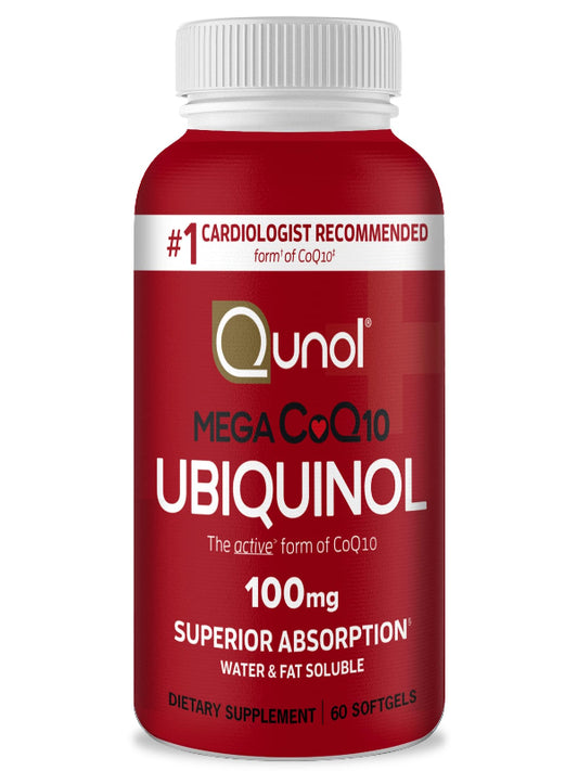 Qunol Mega Ubiquinol 100mg CoQ10, Superior Absorption, Patented Water and Fat Soluble Natural Supplement Form of Coenzyme Q10, Antioxidant for Heart Health, 100 Count Softgels Nirvana Guru