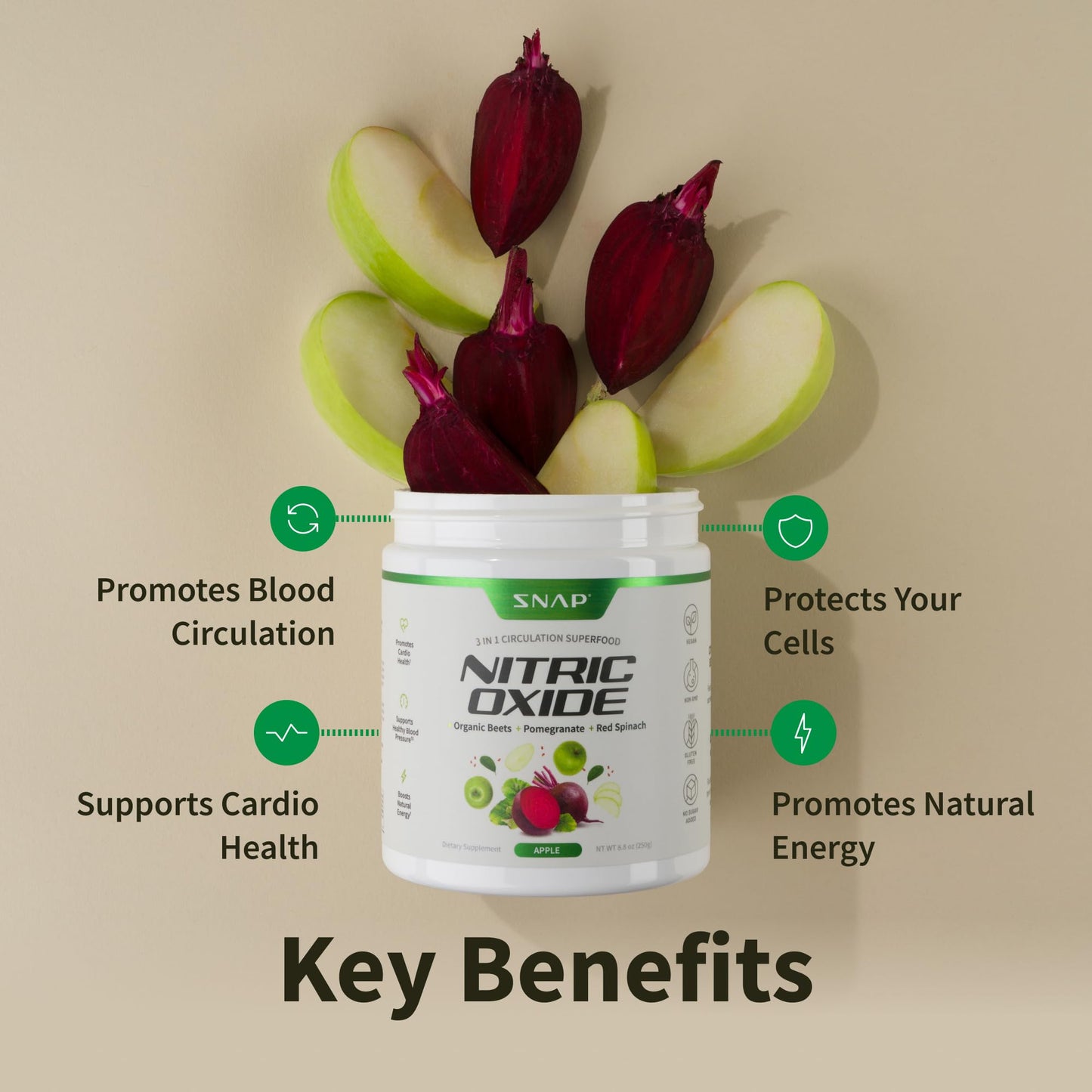 Snap Supplements Organic Beet Root Powder, Nitric Oxide Supplements for Men & Women, Beets, Pomegranate, B Vitamins & Red Spinach, Energy, Heart Health & Circulation Support, 30 Servings, Mixed Berry Nirvana Guru
