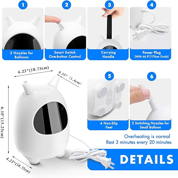 Balloon Pump Electric, SPLAKS Balloons Inflator Air Pump Portable Balloon Blower for Garland Arch, Party Decoration nirvanaguru