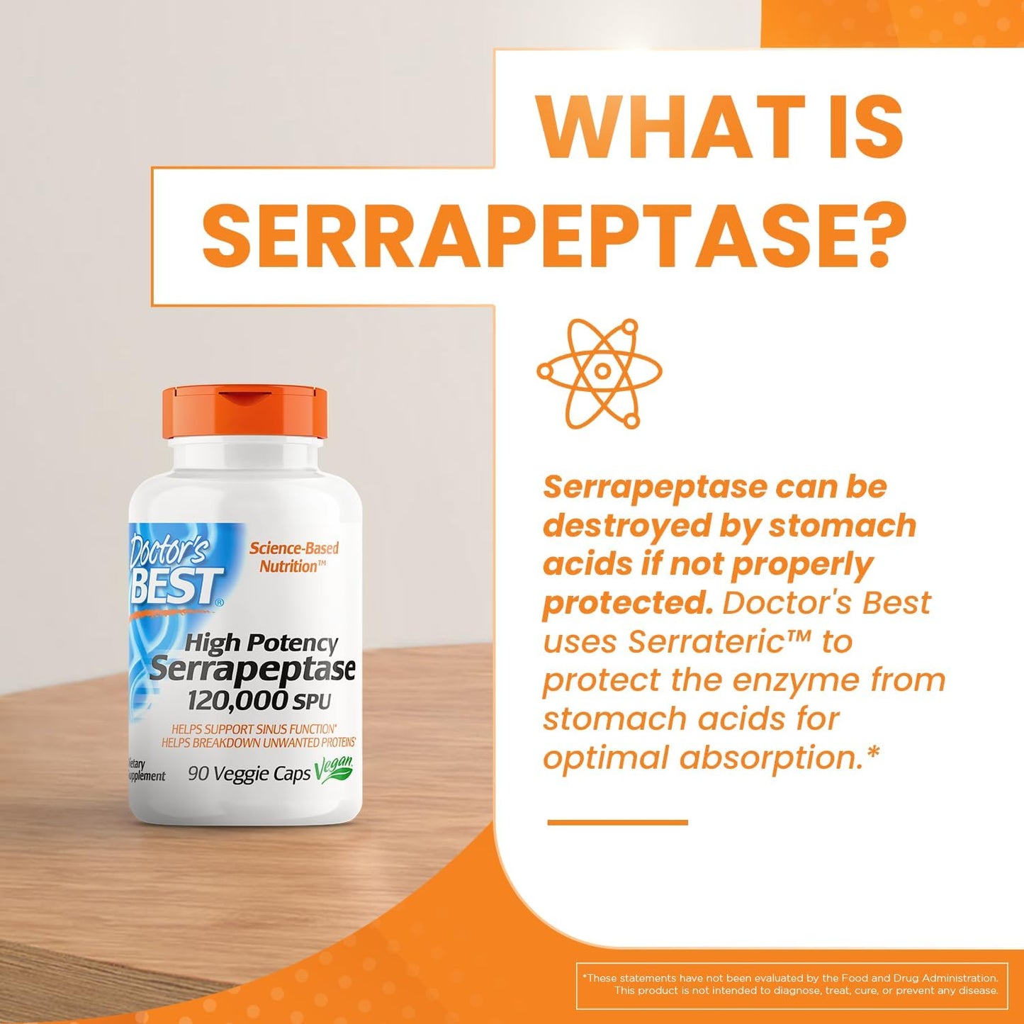 Doctors Best High Potency Serrapeptase, Supports Sinus Health 120,000 SPU, Non-GMO, Vegan 90 Veggie Caps - Nirvana Guru