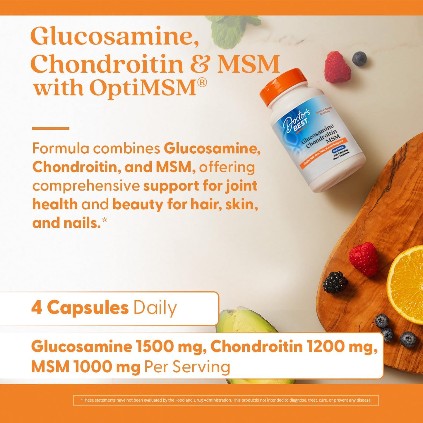 Doctor's Best Glucosamine Chondroitin Msm with OptiMSM Capsules, Joint Support Supplement Supports Healthy Joint Structure, Function & Comfort, Non-GMO, Gluten Free, Soy Free, 360 Count - Nirvana Guru