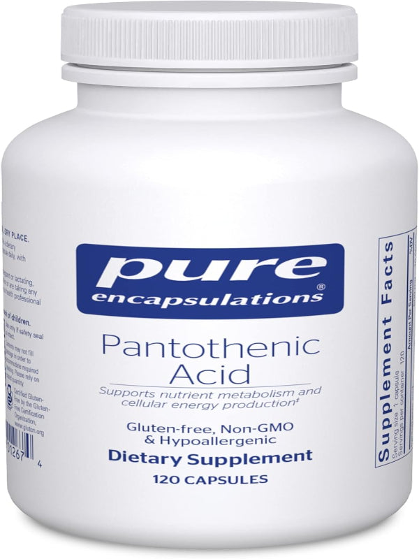 Pure Encapsulations Pantothenic Acid | Hypoallergenic Supplement Supports Cellular Energy Production, Adrenal and Cardiovascular Health | 120 Capsules - Nirvana Guru