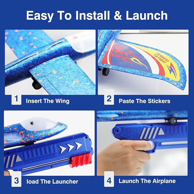 3 Pack Foam Airplane Launcher Toys, 2 Flight Mode Glider Plane,Kids Flying Toy,3 4 5 6 7 8 9 10 11 12 Year Old Boys Girls Gifts,Outdoor Sport Party Favor Nirvana Guru
