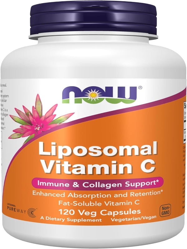 NOW Supplements, Liposomal Vitamin C, Immune & Collagen Support, 120 Veg Capsules - Nirvana Guru