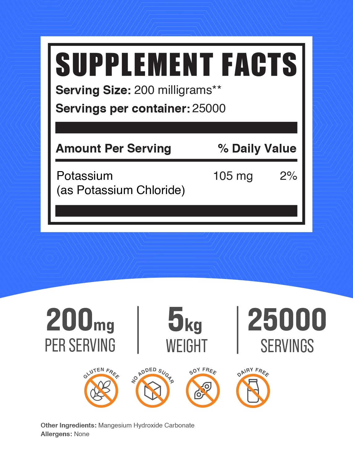 BulkSupplements.com Potassium Chloride Powder - Salt Substitute, Potassium Salt - Gluten Free, 200mg per Serving, 1kg (2.2 lbs) (Pack of 1) Nirvana Guru