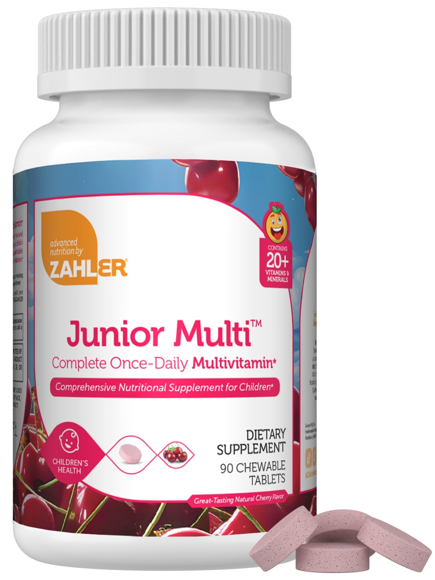Zahler Kids Multivitamin Chewable Vitamin Tablet - Complete One Daily Kids Vitamins Supplement - Contains 20+ Minerals & Vitamins for Kids & Toddlers - Kosher Multivitamins Cherry Flavor (90) - Nirvana Guru