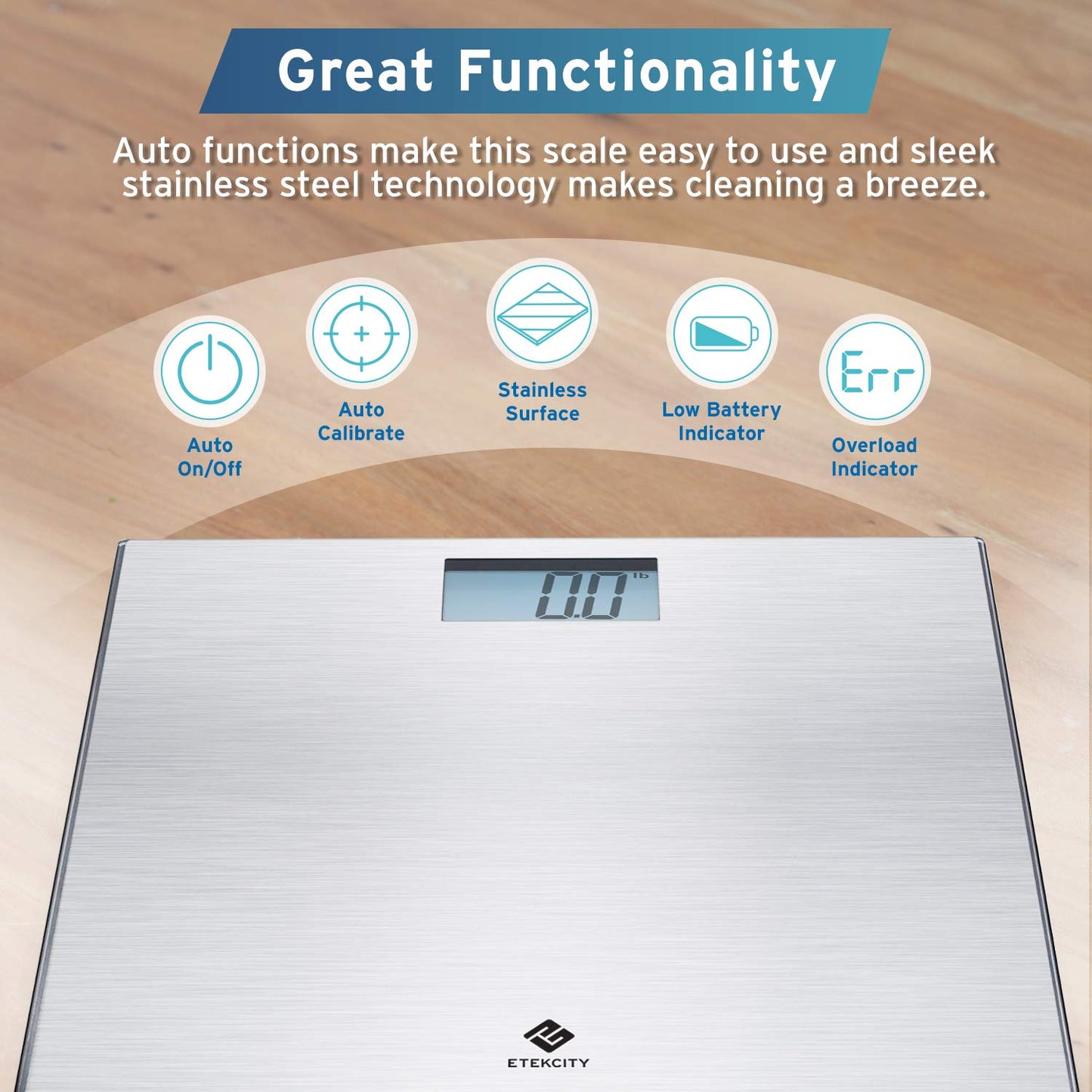 Etekcity Digital Body Weight Bathroom Scale, Large Blue LCD Backlight Display, High Precision Measurements,6mm Tempered Glass, 400 Pounds Nirvana Guru