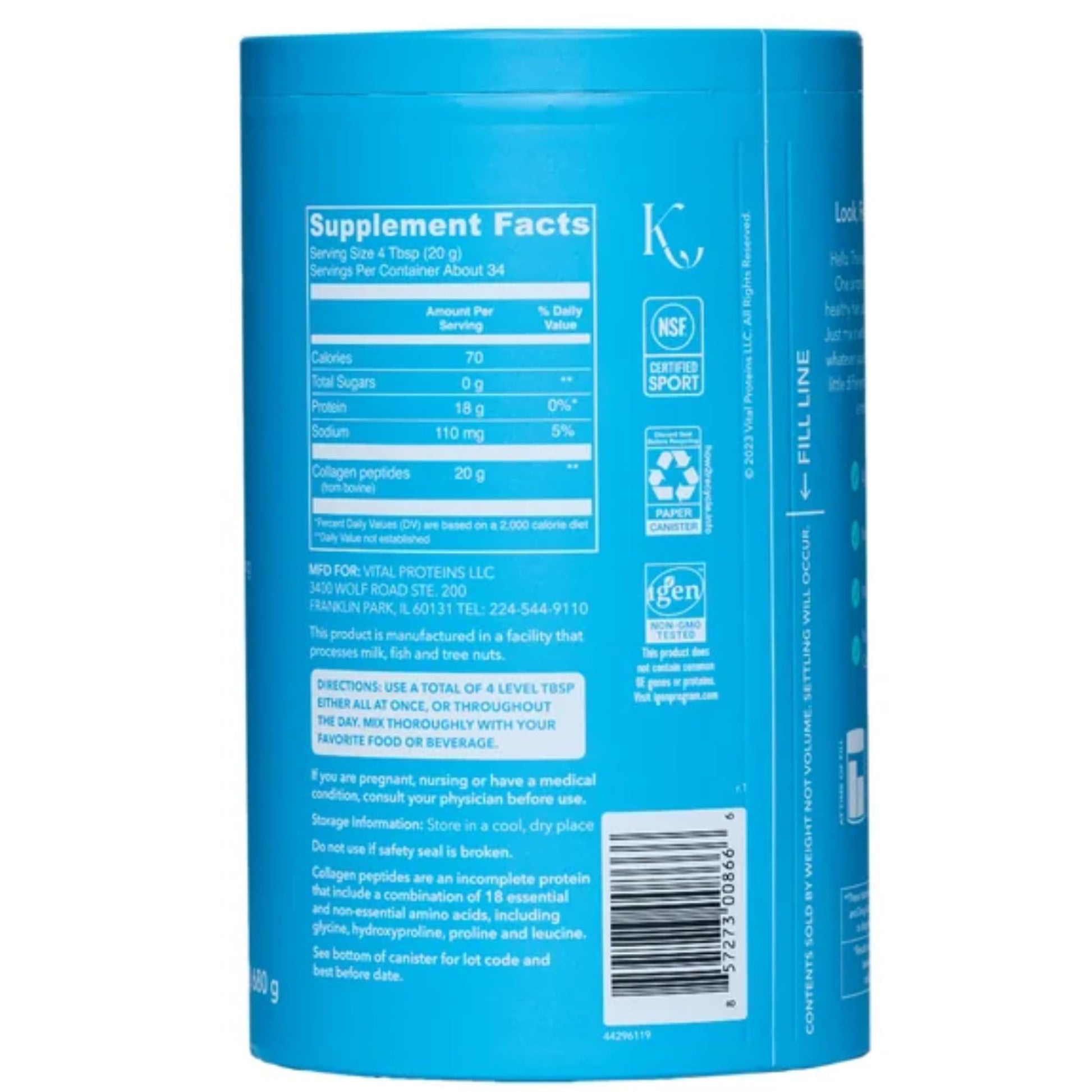 Vital Proteins Natural Whole Nutrition Collagen Peptides - Pasture Raised, Grass Fed, Paleo Friendly, Gluten Free, Single Ingredient - 24 Ounce - Nirvana Guru