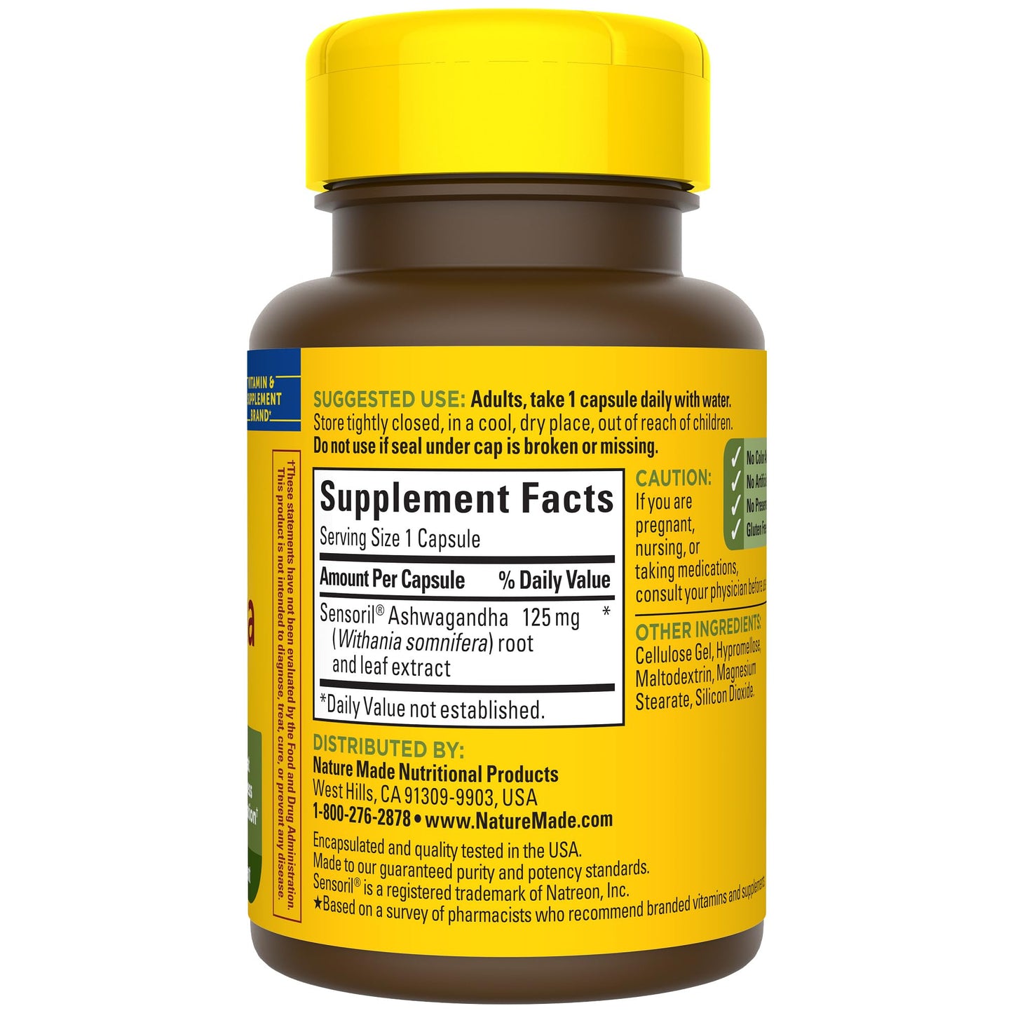 Nature Made Ashwagandha Capsules 125mg for Stress Support, 60 Capsules, 60 Day Supply - Nirvana Guru