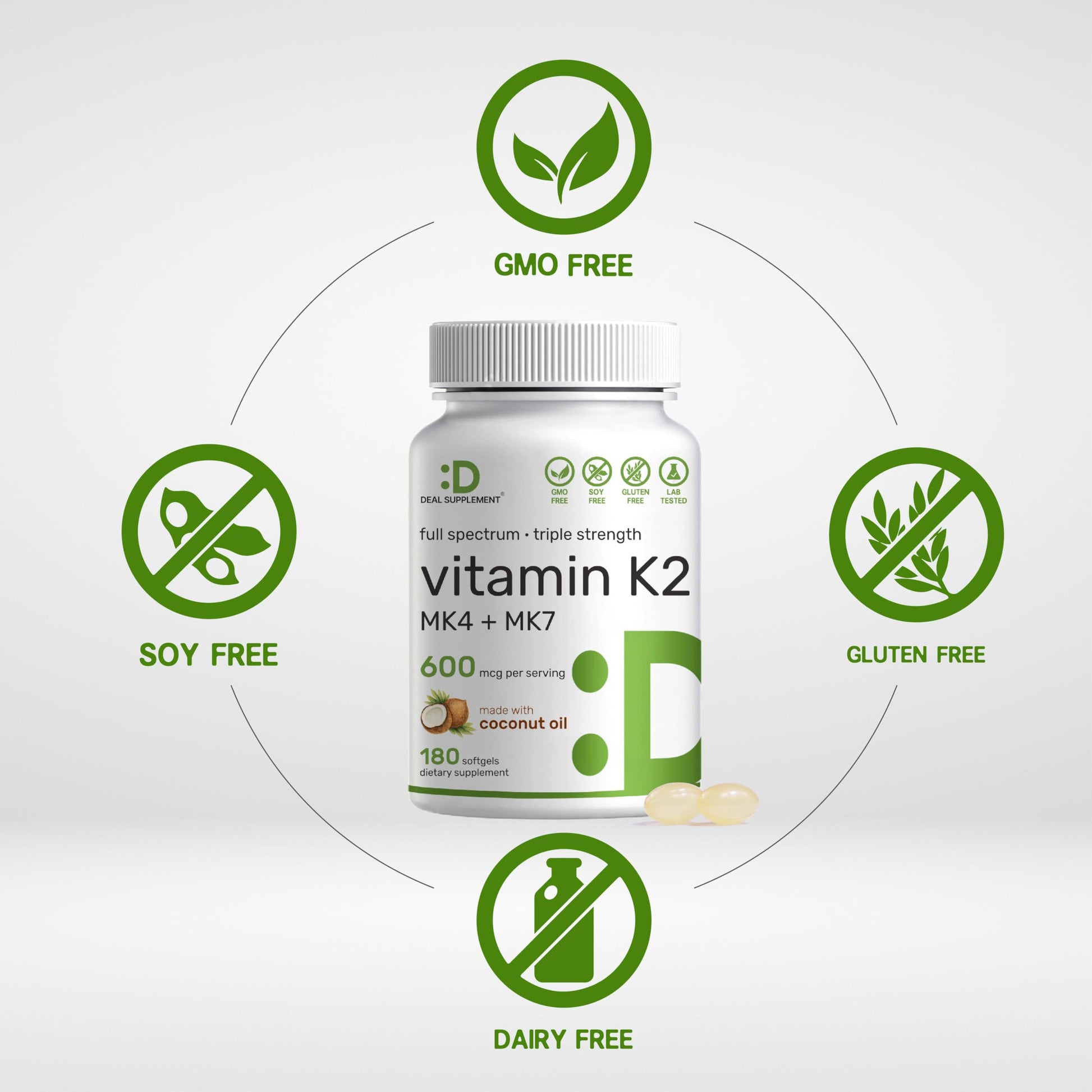 DEAL SUPPLEMENT Vitamin K2 MK-7 200mcg Per Serving, 240 Coconut Oil Softgels | Easily Absorbed Menaquinone-7 Form | Bone, Joint, & Immune Support – Non-GMO Nirvana Guru
